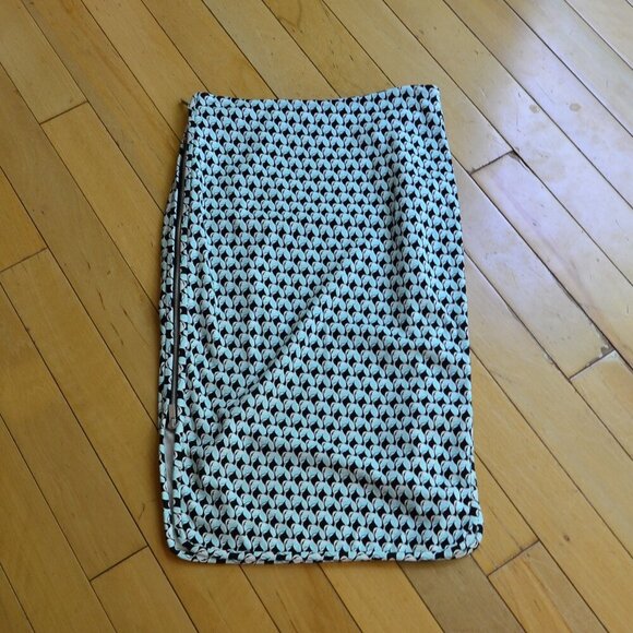 Diane von Furstenberg Blue & Black Geometric Print Side Zip "Noemi" Skirt Size 2 - Picture 1 of 9